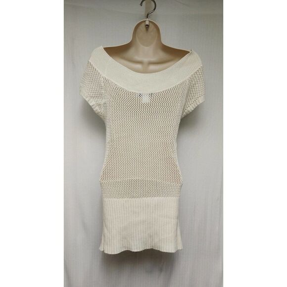 SWEETER Project Eyelet Cap Sleeve Ivory Sweater Size M - Picture 6 of 8